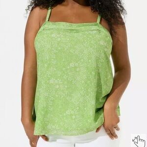 Women's Light Green Floral Sleeveless Cami Top
